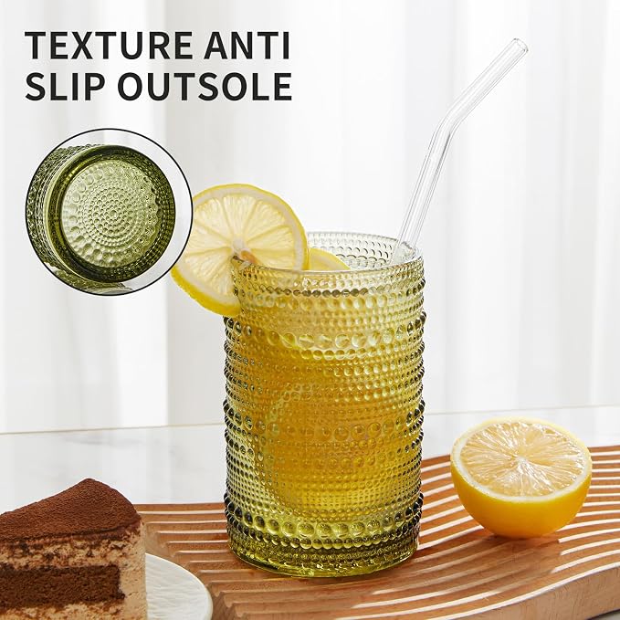 HomeVogue Hobnail Drinking Glasses Set of 6, 15 oz Vintage Glassware Set - Image 7