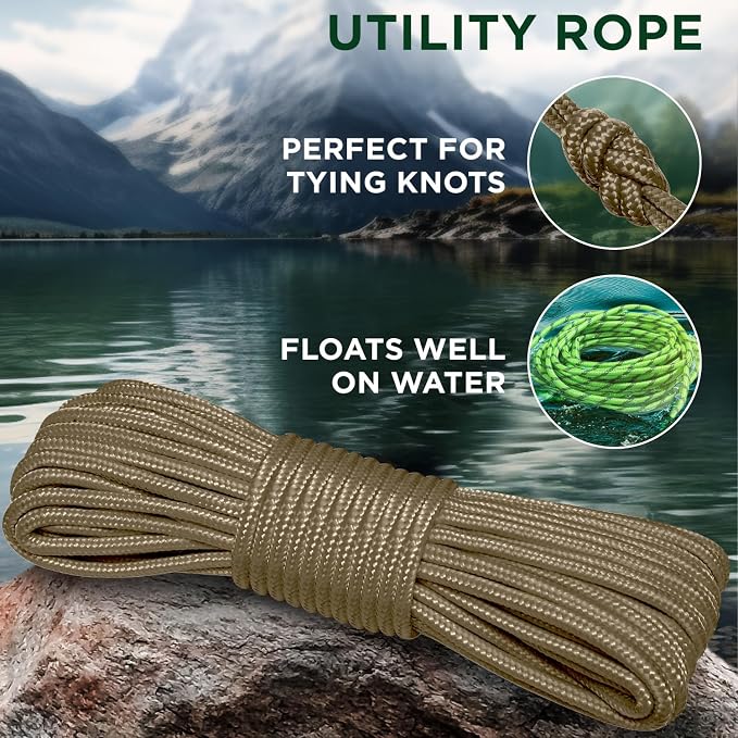 TECEUM Rope – 90 Feet x 1/4 Inch – Coyote Brown – Strong All-Purpose Utility - Image 3