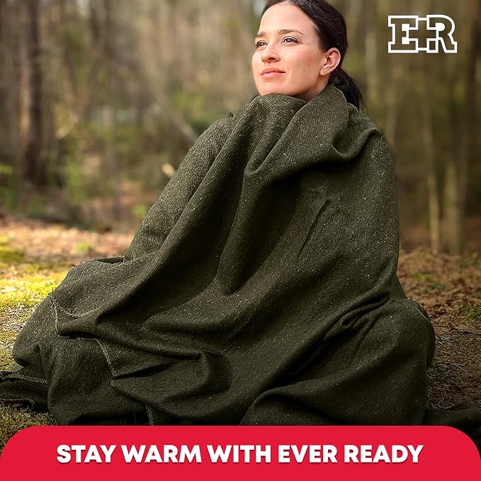 Ever Ready First Aid Olive Drab Green Warm Fire Retardant Blanket, Heavy-Duty - Image 6