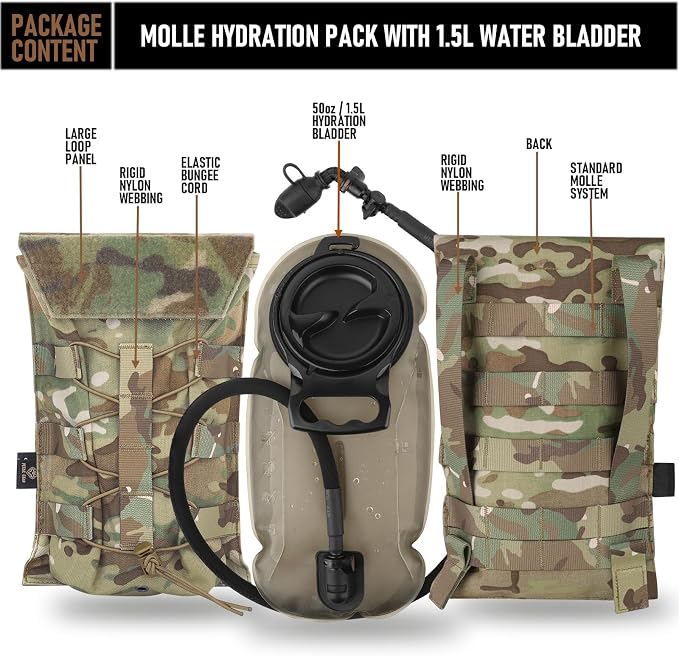 PETAC GEAR 1.5L / 3L Tactical Hydration Pack，Molle Carrier Pouch - Image 2