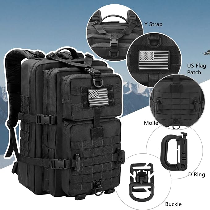 Hannibal Tactical MOLLE Assault Backpack, Tactical Backpack Military Army - Image 4