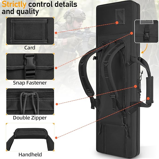 TORIBIO Double Rifle Case Soft Bag 32" 34" 36" 42" 46" 48'' 51“ 55” Gun Case - Image 7