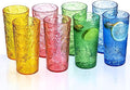 18oz Colorful Acrylic Glasses Drinkware, Ice-carved Design Stackable by MIYOPESI