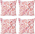 Ambesonne Watercolor Throw Pillow Cushion Case Pack of 4, Bird on Tree Branch by Ambesonne