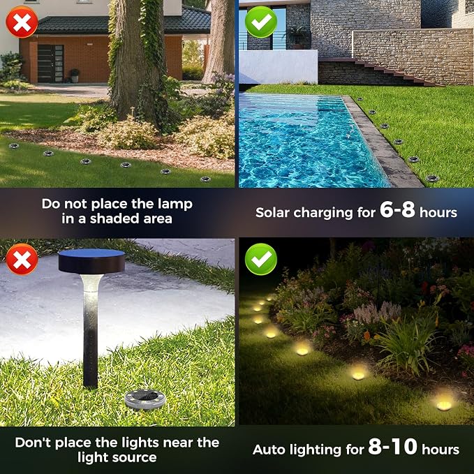 Peasur Mini Solar Ground Lights, 30 Pack Flat Solar Disc Lights Outdoor - Image 8