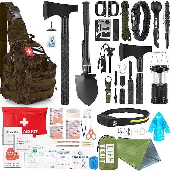 Survival Kit, Camping Axe, Crossbody Bag by XIFOZA