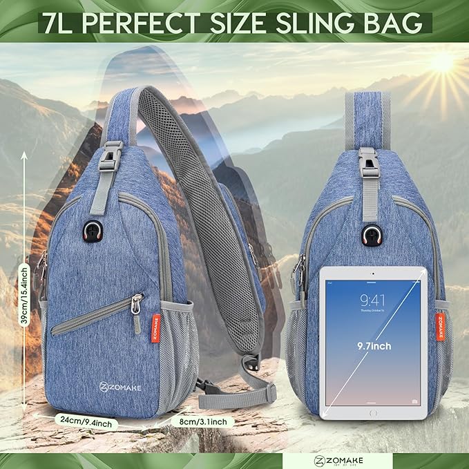 ZOMAKE Sling Bag, Small Crossbody Sling Backpack, Water Resistant Shoulder - Image 4