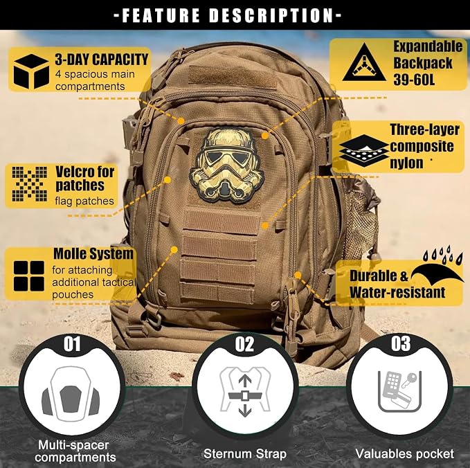 Miramrax Tactical Backpack Military Army Daypack - Image 3