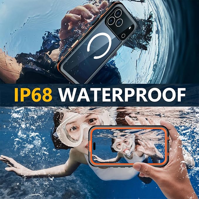 Red2Fire for iPhone 17 Pro Case Waterproof, Phone Case 6.3" Orange/Clear - Image 2