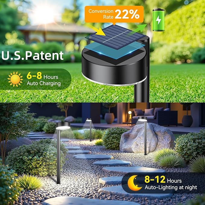 Ahaorigin 12 Pack Solar Pathway Lights Outdoor, 12 Brighter LED Solar Lights - Image 2