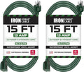 Pack of 2 Outdoor Extension Cords, 15 FT ea by IronForgeCable