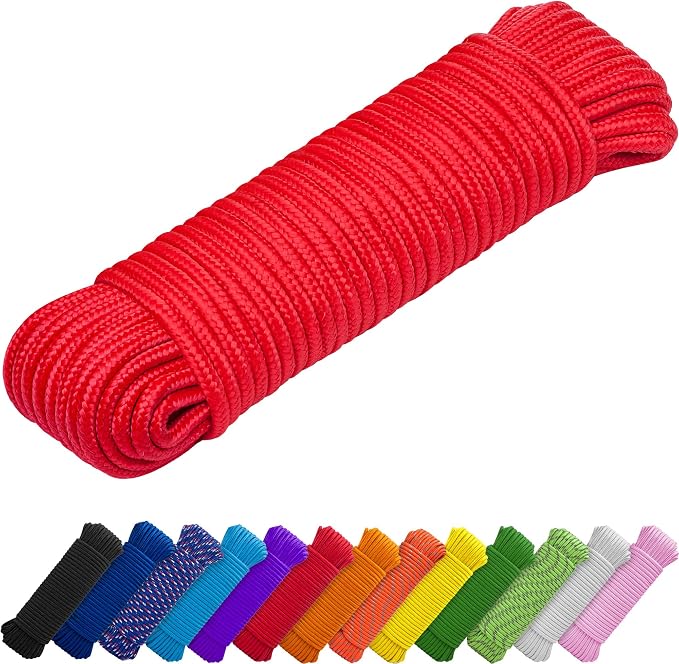 TECEUM Rope – 150 Feet x 1/4 Inch – Red – Strong All-Purpose Utility Rope – by TECEUM