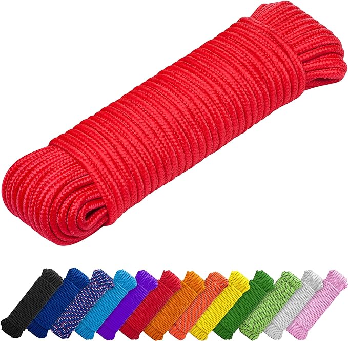 TECEUM Rope – 90 Feet x 3/8 Inch – Red – Strong All-Purpose Utility Rope – by TECEUM