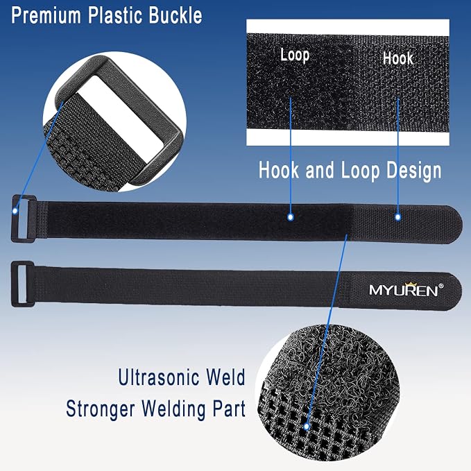 1"x 24"-12 Pack Reusable Fastening Cable Straps - Image 3