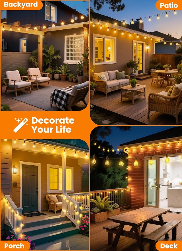 Outdoor String Patio Lights, 150FT 75 LED Patio Lights Waterproof, Connectable - Image 6