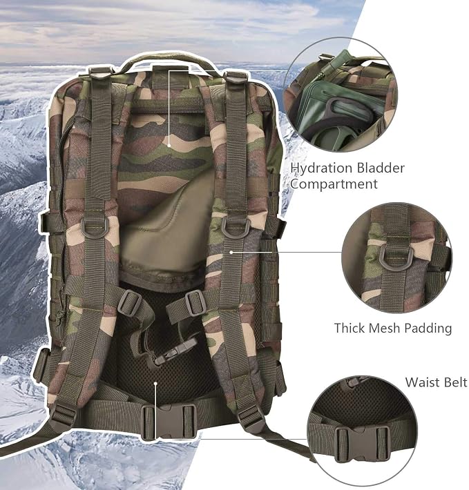Hannibal Tactical MOLLE Assault Backpack, Tactical Backpack Military Army - Image 5