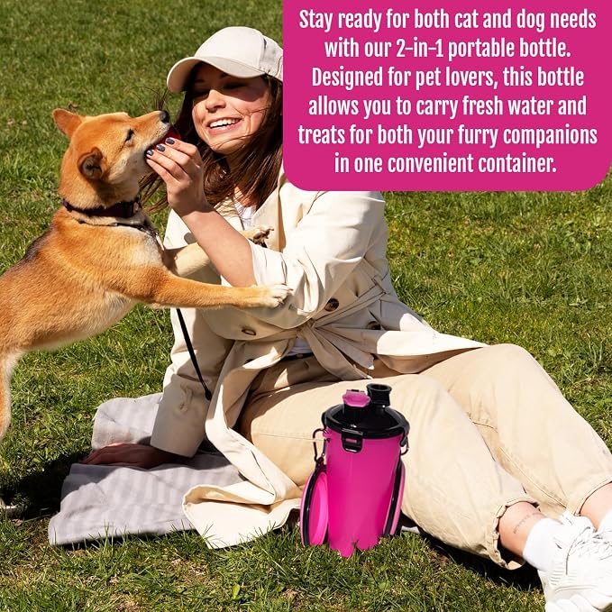 Dog Travel Water Bottle W/Collapsible Bowls - Image 6