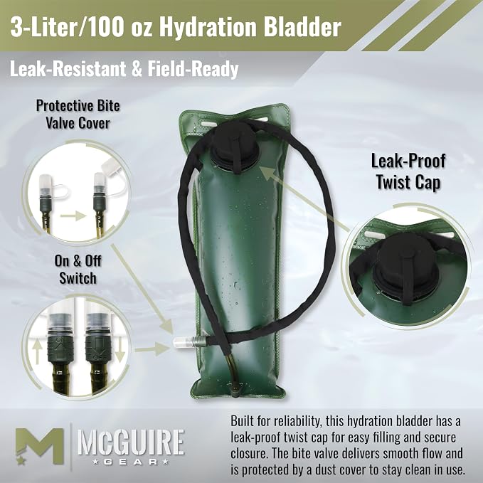 M MCGUIRE GEAR Hydration Bladder, 3L/100 oz. Water Bladder, Leak Proof - Image 2