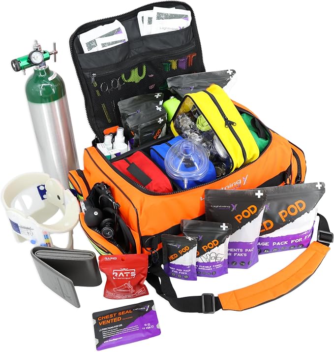 Lightning X Fully Stocked X-Tuff Modular Oxygen Trauma Bag w/Removable by LightningXProducts