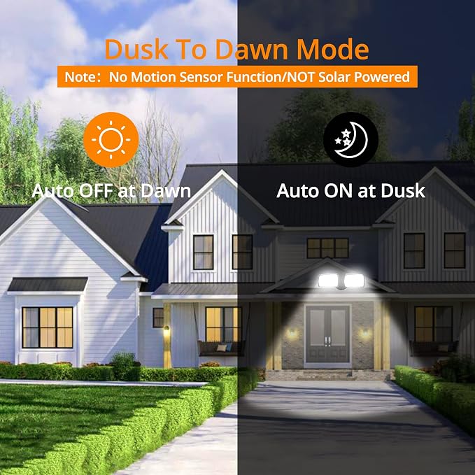 UME 2-Pack 19W Dusk to Dawn LED Security Light Outdoor, 2 Adjustable Head - Image 2