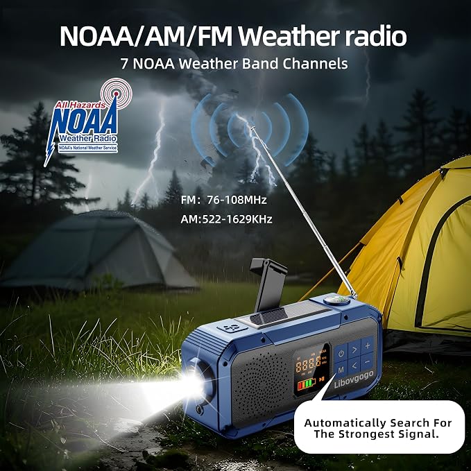 Emergency Weather Radio with IPX5 Waterproof Portable Bluetooth Speaker - Image 2