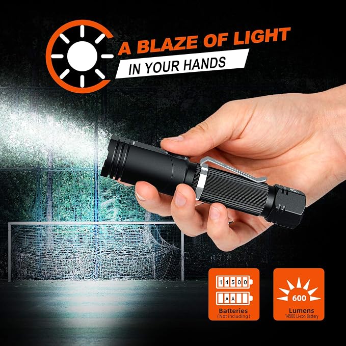 NICRON Flashlight, N7 600 Lumens Tactical Flashlight 2 Pack, 90 Degree Ip65 - Image 2