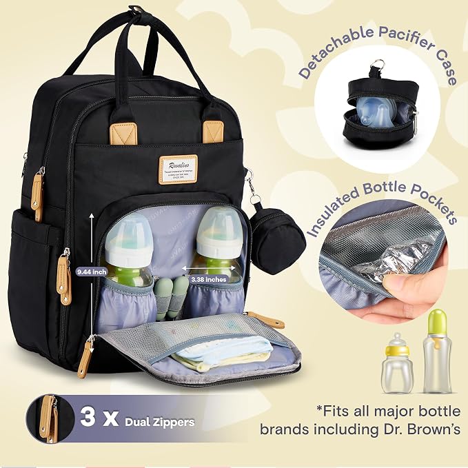 RUVALINO Diaper Bag Backpack, Large Capacity, Waterproof - Image 2