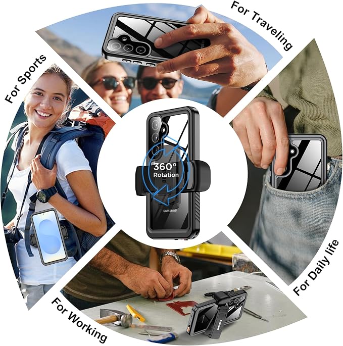 Temdan Compatible with Samsung Galaxy S25 Case Waterproof with Belt Clip Holster - Image 2