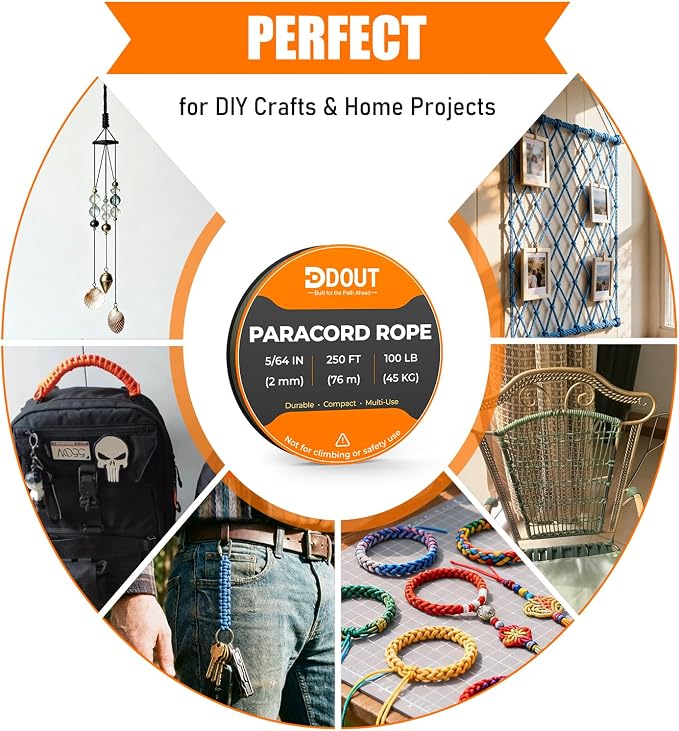 DDOUT 2mm Paracord 100lb, Thin Micro Paracord Rope, DIY Projects, Camping & - Image 6