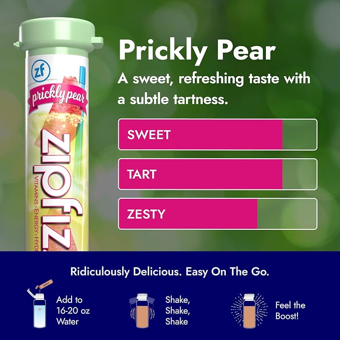 Zipfizz Daily Energy Drink Powder, Prickly Pear, 20 Pack | 3-in-1 Sustained - Image 5