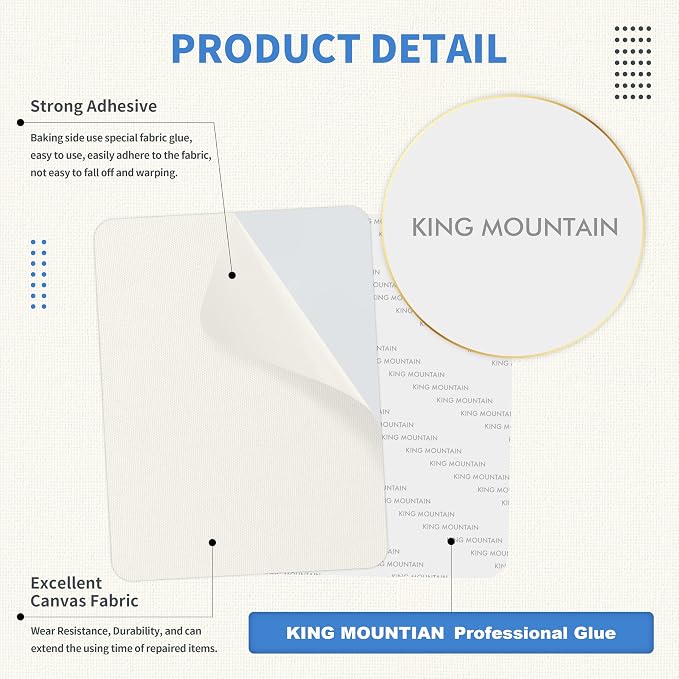 KING MOUNTAIN Canvas Repair Patch 5×8 Inch 8 Pcs Self-Adhesive Waterproof - Image 3