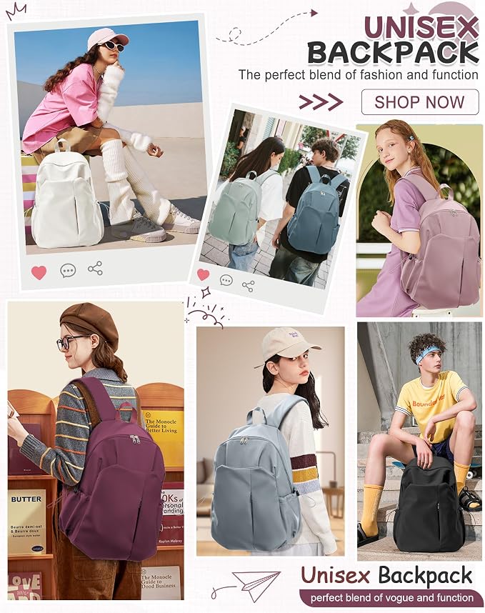 SEAFEW Red School Backpack for Girls Boys, Small Waterproof Bookbag for Women - Image 8