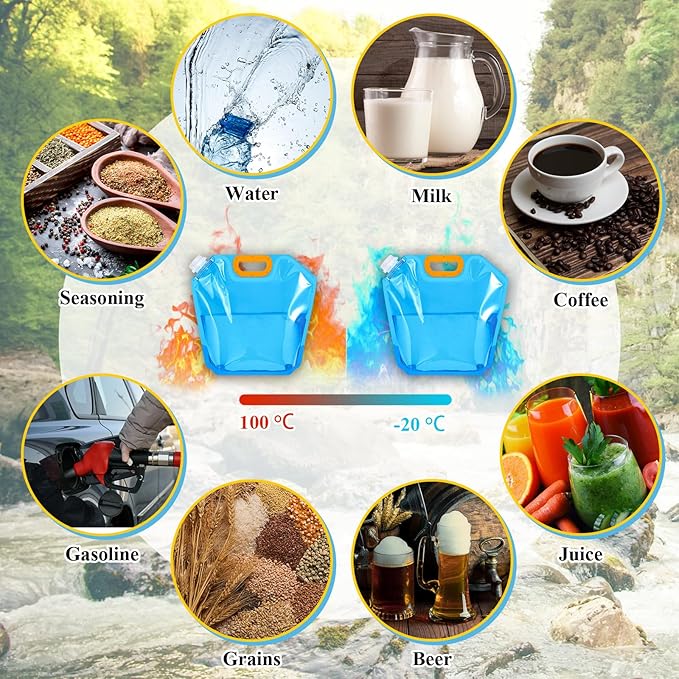 Tessco for you 8 Pack 1.3 Gallon Collapsible Water Storage Bag Water Container - Image 4