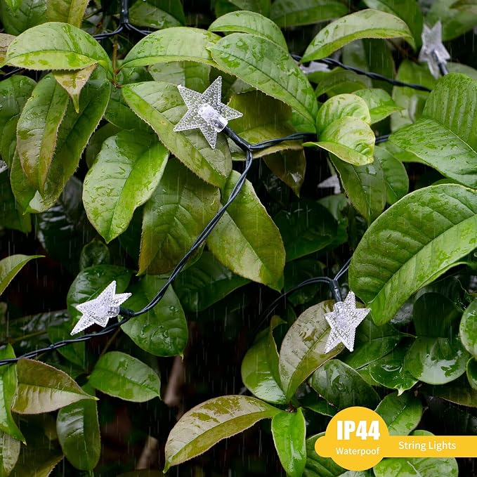 2 Pack Solar Powered Outdoor Patriotic Star String Lights, 100 LED 33 FT Each - Image 3