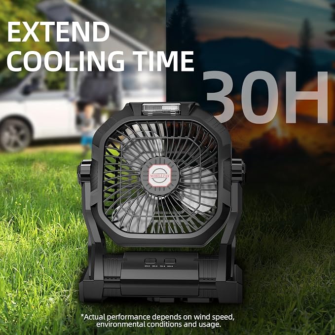 Camping Fan Rechargeable, 20000mAh Battery Powered Portable Fan - Image 6