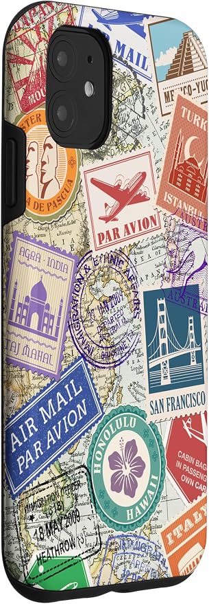 World Map Travel Passport Stamps Postage Stamp Case - Image 3
