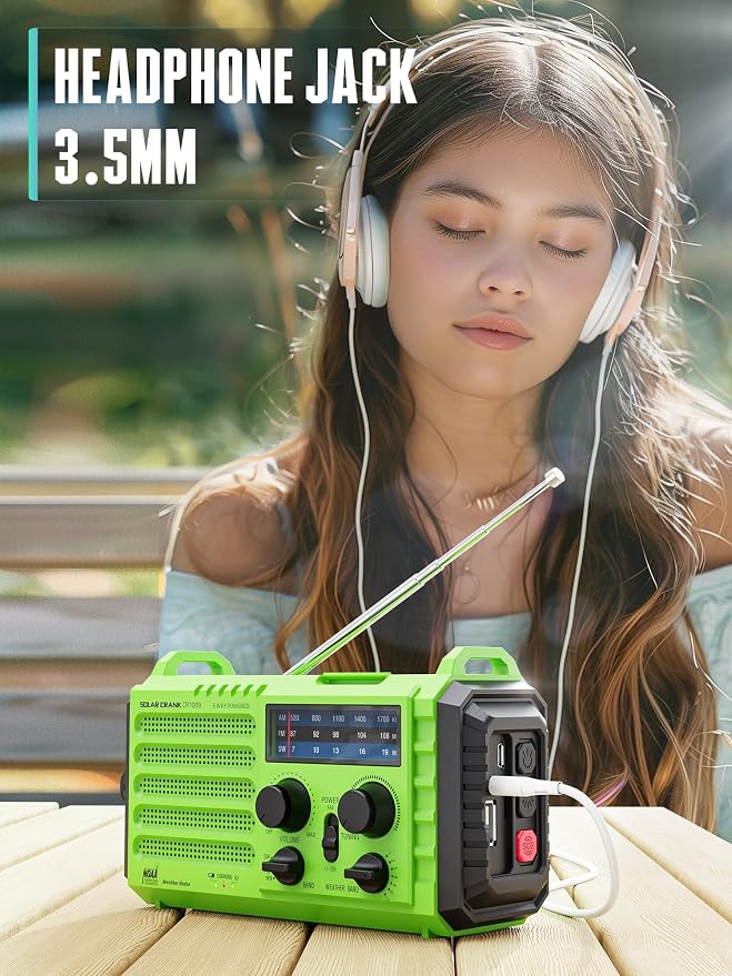 Emergency Radio with NOAA Weather Alert – Solar Hand Crank Portable AM/FM - Image 7