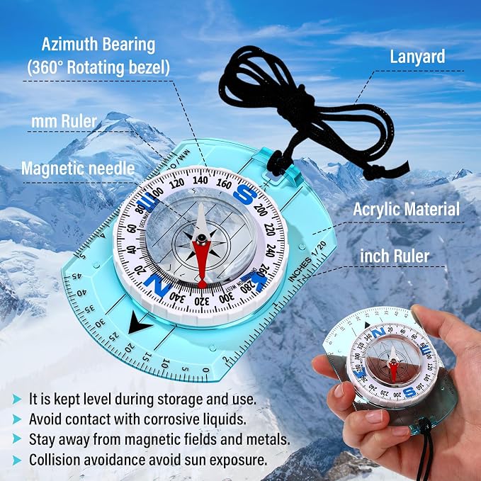 20 Pcs Acrylic Orienteering Compass Hiking Backpacking Survival Reliable - Image 3