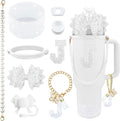 9PCS White for Stanley Cup Accessories Set Bling Initials Bow Charms for by Unknown