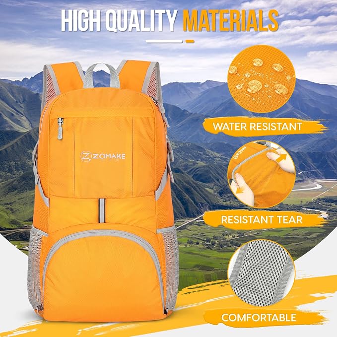 ZOMAKE Lightweight Packable Backpack 35L, Light Foldable Backpacks Water - Image 4