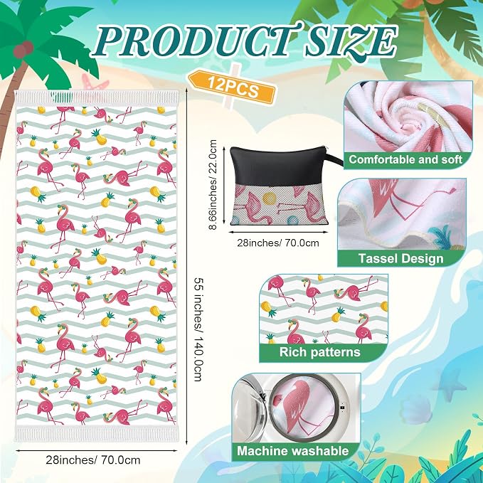 Peryiter 24 Pack Microfiber Oversize Turkish Beach Towel Set 12 Large Absorbent - Image 2