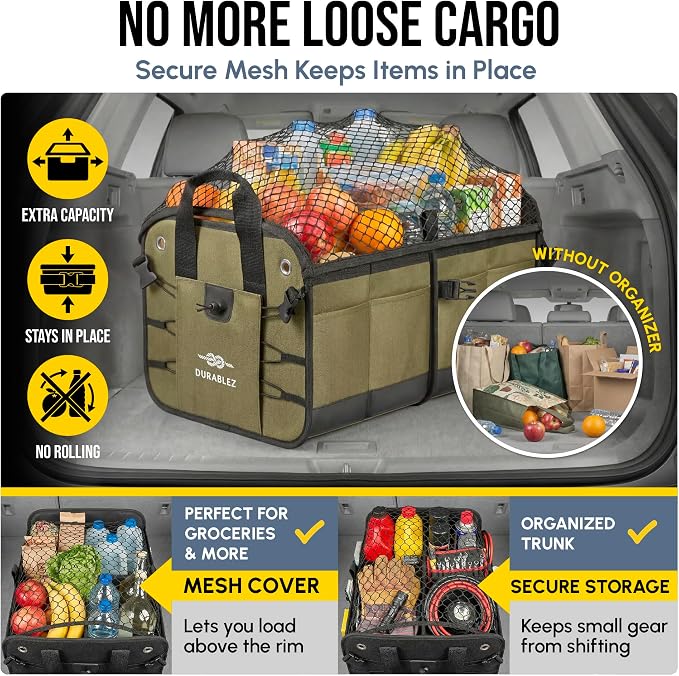 Heavy Duty Foldable Trunk Organizer 2-Section – Dual-Compartment Car Cargo Box - Image 4