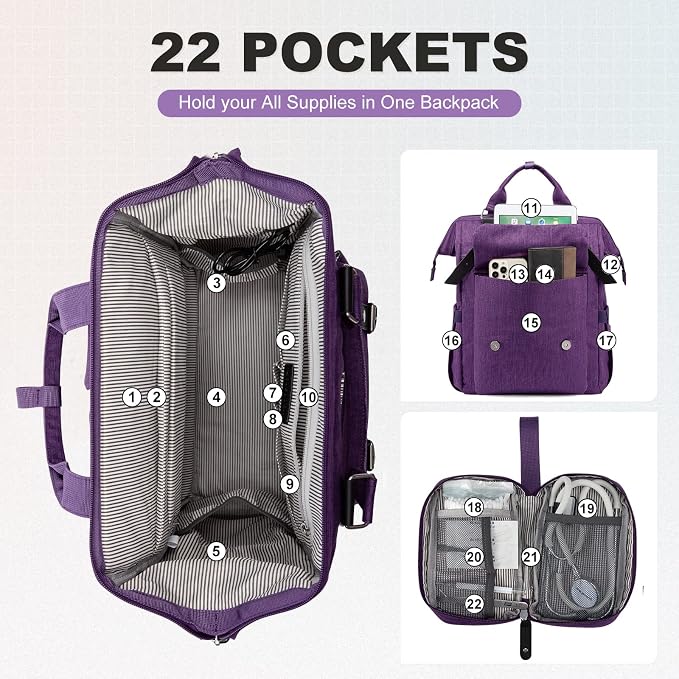 LOVEVOOK Laptop Backpack for Women Work Travel Backpack, Teacher Doctor Nurse - Image 3