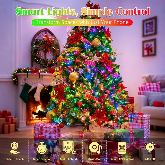 2025 New 88FT 240LED Smart Color Changing Easter String Lights Outdoor App - Image 2