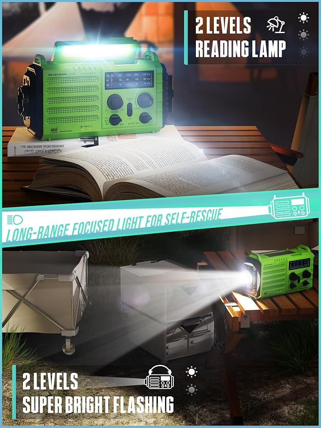 Emergency Radio with NOAA Weather Alert – Solar Hand Crank Portable AM/FM - Image 4