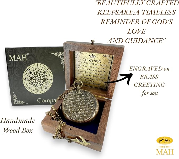 Brass Compass Gift to My Son Never Forget I Love You, Sentimental Keepsake from - Image 6