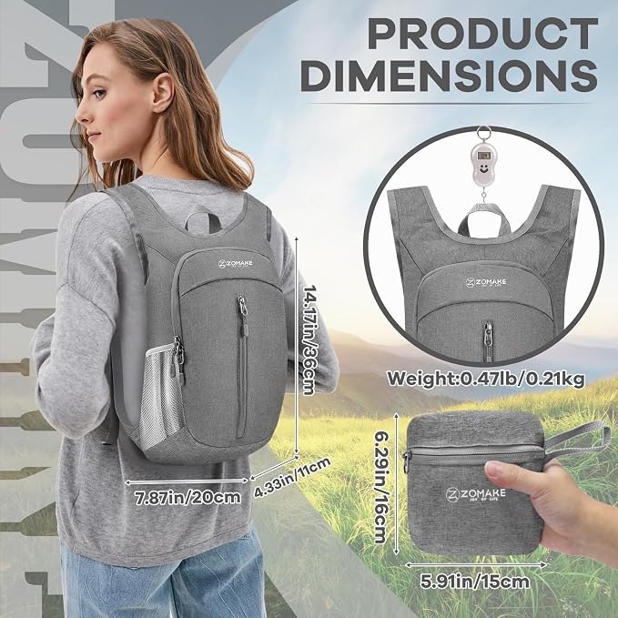 ZOMAKE 10L Ultra Lightweight Packable Backpack, Small Daypack Light Foldable - Image 2