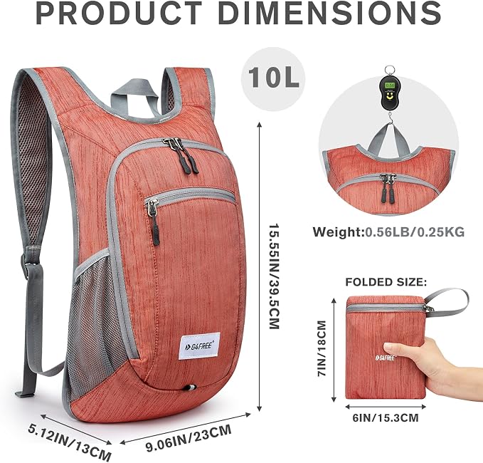 G4Free 10L/15L Hiking Backpack Lightweight Packable Hiking Daypack Small Travel - Image 6