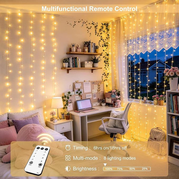 JMEXSUSS 600 LED Curtain Lights Outdoor, 9.5ft x 19.6ft Window Hanging Lights - Image 2