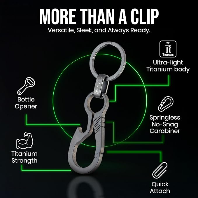Titanium Carabiner Keychain Hook – Ultra-Light and Strong 2-Pack EDC Carabiner - Image 2